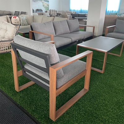 Geklappte Gartenmöbel Aluminium Rattan Sofa Set für Luxus-Eck Teapot-Tisch
