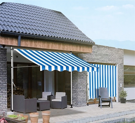 2.5*1,2m Säulen-Typ Markise für Außen Terrasse Garten Baldachin Sonnenschirm Aluminiumlegierung