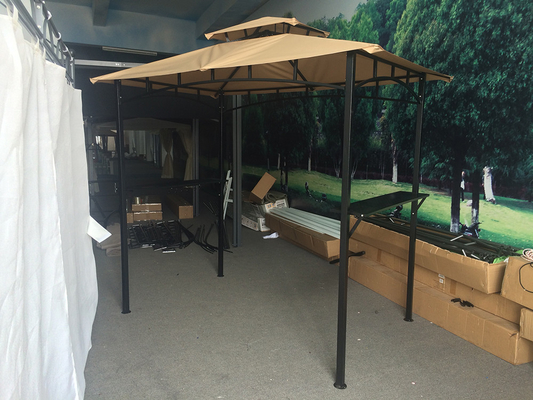 Polyester Segelmaterial 2,5*1,3*2,5M Terrasse Schutzhütte Baldachin Zelt für BBQ Grill Gazebo