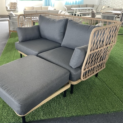 Moderne Gartenmöbel aus Aluminium Bistro Rattan Sofa Set für Luxus Dinner Set