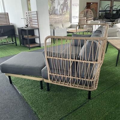 Moderne Gartenmöbel aus Aluminium Bistro Rattan Sofa Set für Luxus Dinner Set