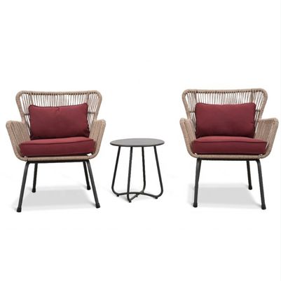 Gartenmöbel für den Außenbereich Set Aluminium Rattan-Sofa mit Teapay-Tisch und Bistro-Stühlen