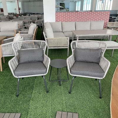 Gartenmöbel für den Außenbereich Set Aluminium Rattan-Sofa mit Teapay-Tisch und Bistro-Stühlen
