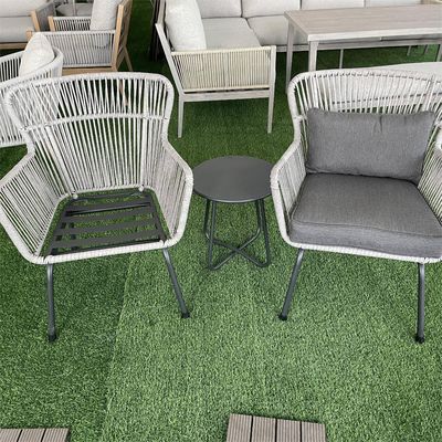 Gartenmöbel für den Außenbereich Set Aluminium Rattan-Sofa mit Teapay-Tisch und Bistro-Stühlen
