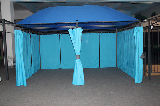 Blaue große Baldachin Design Möbel Metallplatte Ober Gazebo für 3 * 4M Außenmöbel