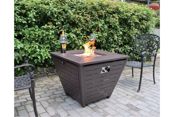 Außengarten Corten Stahl Grill mit rechteckiger kugelförmiger rauchloser Gasfeuerstelle