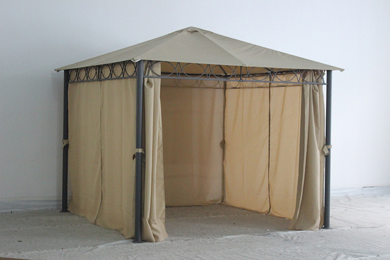 Außengarten Stahl Metall Gazebo mit Polyester Vorhang