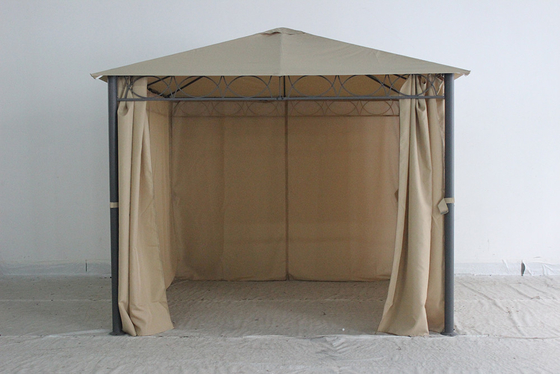 Außengarten Stahl Metall Gazebo mit Polyester Vorhang