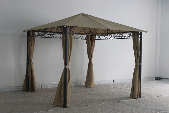 Außengarten Stahl Metall Gazebo mit Polyester Vorhang