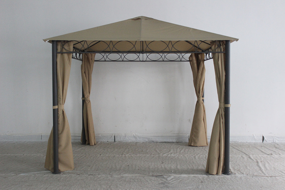 Außengarten Stahl Metall Gazebo mit Polyester Vorhang