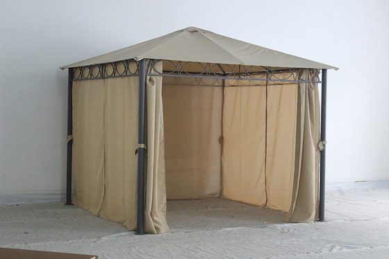 Außengarten Stahl Metall Gazebo mit Polyester Vorhang