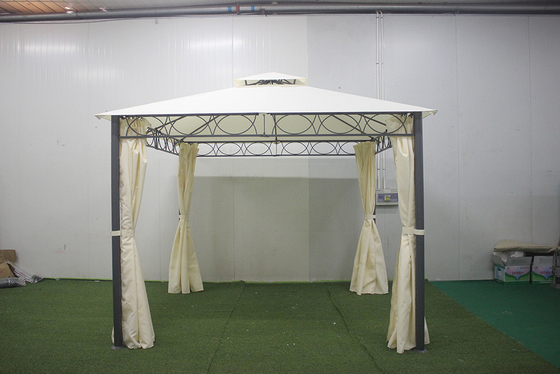 Großes Outdoor-Backyard-Möbel aus geschmiedetem Eisen mit PA-beschichteter Abdeckung 3*3*2.8m Pavillon