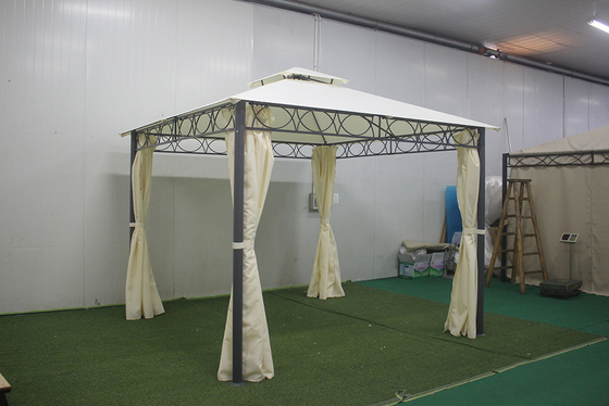 Großes Outdoor-Backyard-Möbel aus geschmiedetem Eisen mit PA-beschichteter Abdeckung 3*3*2.8m Pavillon