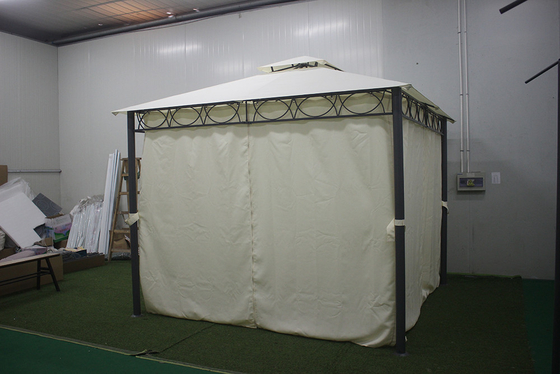Großes Outdoor-Backyard-Möbel aus geschmiedetem Eisen mit PA-beschichteter Abdeckung 3*3*2.8m Pavillon