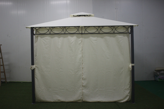 Großes Outdoor-Backyard-Möbel aus geschmiedetem Eisen mit PA-beschichteter Abdeckung 3*3*2.8m Pavillon