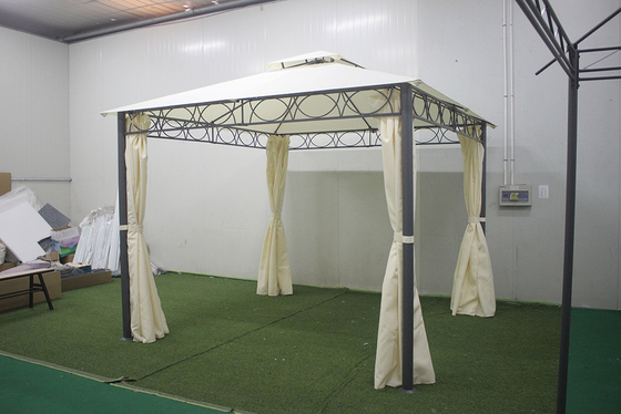 Großes Outdoor-Backyard-Möbel aus geschmiedetem Eisen mit PA-beschichteter Abdeckung 3*3*2.8m Pavillon