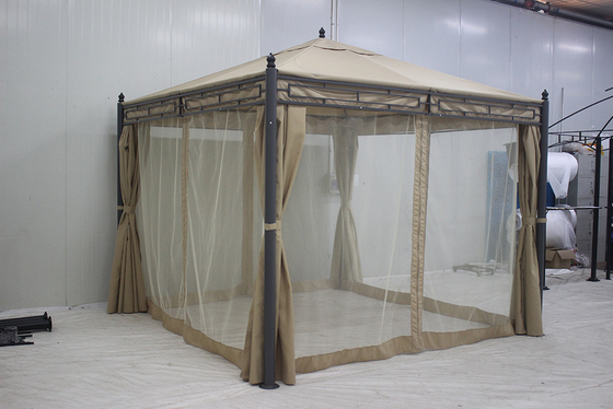 Leicht zu montierende Garten-Metall-Gazebo 3*3*2.75M mit Polyester-Oberdeckung und Seitenwände