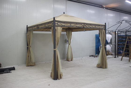 Leicht zu montierende Garten-Metall-Gazebo 3*3*2.75M mit Polyester-Oberdeckung und Seitenwände