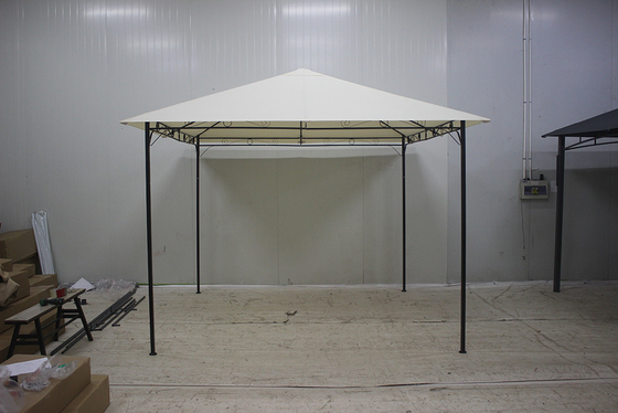 Polyester-Luxus-Weißmarmor-Garten-Pavillon mit Eisenrahmen und umgebendem Gewebe