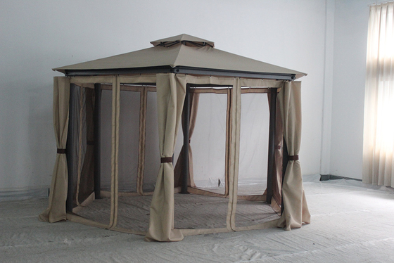 Außen-Rund-Gazebo aus Stahl mit Vorhang und Moskitonetz 217*54*21,5 cm Paketgröße