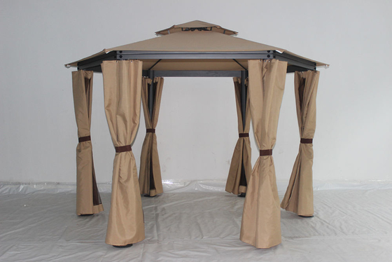 Garten Terrassenrahmen Einfachdach Sonnenschein Gazebo mit wasserdichtem PVC-beschichteten Seitenwandstoff