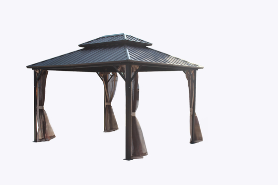 Garten im Freien 3X3.65X2.85M Metall-Gazebo mit Moskitonetz und Polyestergewebe