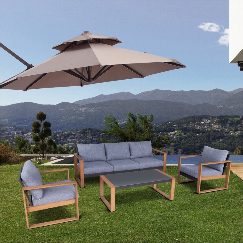 Geklappte Gartenmöbel Aluminium Rattan Sofa Set für Luxus-Eck Teapot-Tisch