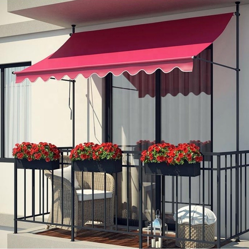 2.5*1,2m Säulen-Typ Markise für Außen Terrasse Garten Baldachin Sonnenschirm Aluminiumlegierung