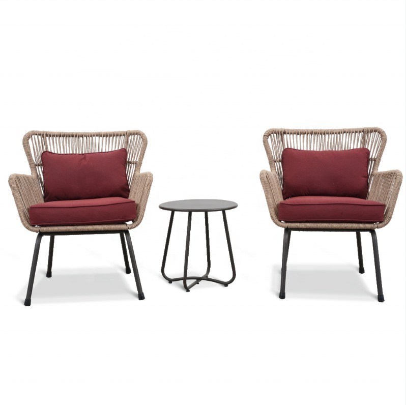 Gartenmöbel für den Außenbereich Set Aluminium Rattan-Sofa mit Teapay-Tisch und Bistro-Stühlen