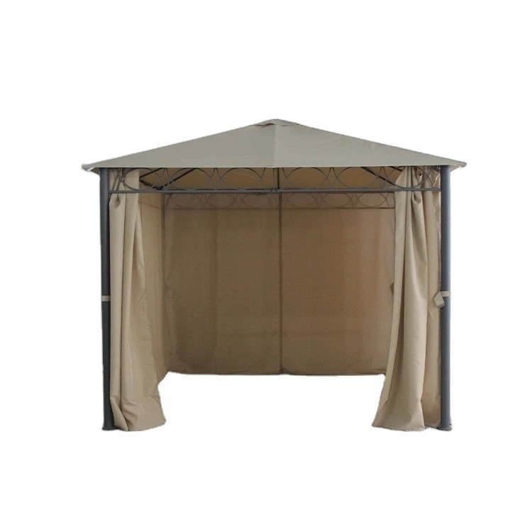 Außengarten Stahl Metall Gazebo mit Polyester Vorhang