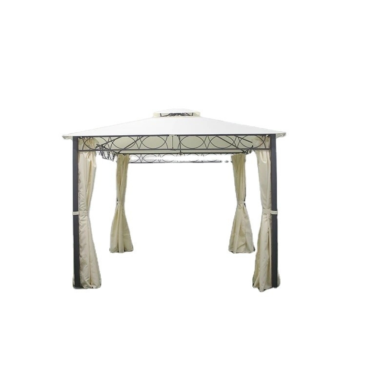 Großes Outdoor-Backyard-Möbel aus geschmiedetem Eisen mit PA-beschichteter Abdeckung 3*3*2.8m Pavillon