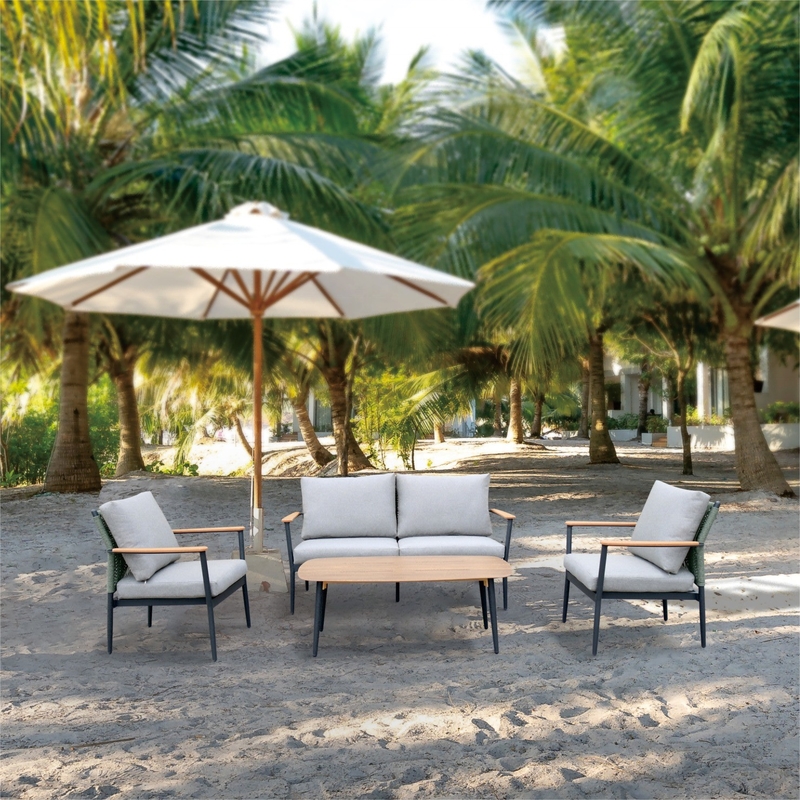 Customized Farbe Aluminium Rattan Sofa Set Luxus Tisch Bistro Set für Gargen Möbel
