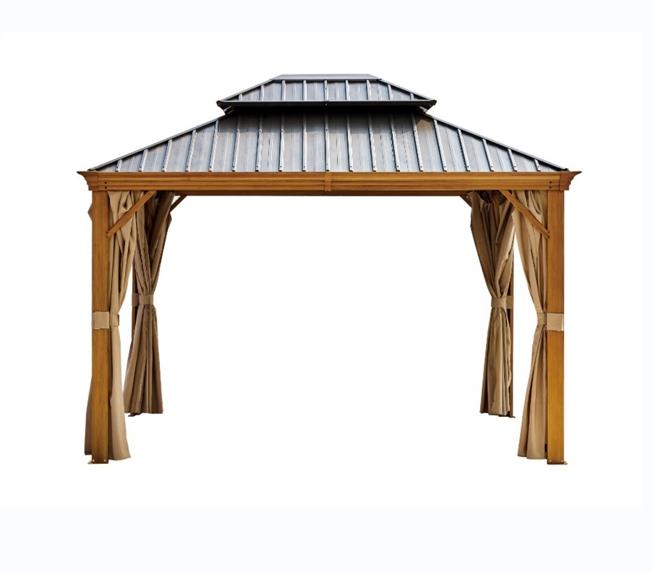 Metall-Außenpergola aus galvanisiertem Stahl mit doppelter Spitze 3X3.65X2.85M für Gartenbedarf