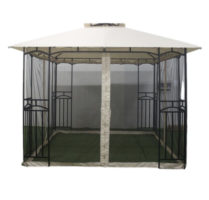 3x3x2.7M Stahl Außengebäude mit Doppeltopf Gazebo für Patio Canopy Party Outdoor Sanctuary
