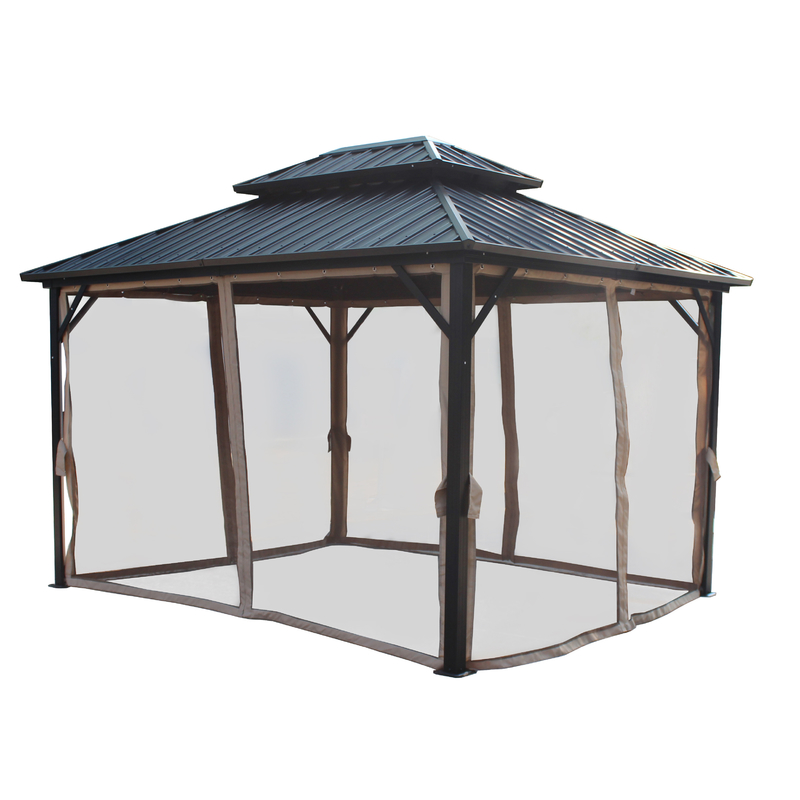 Garten im Freien 3X3.65X2.85M Metall-Gazebo mit Moskitonetz und Polyestergewebe