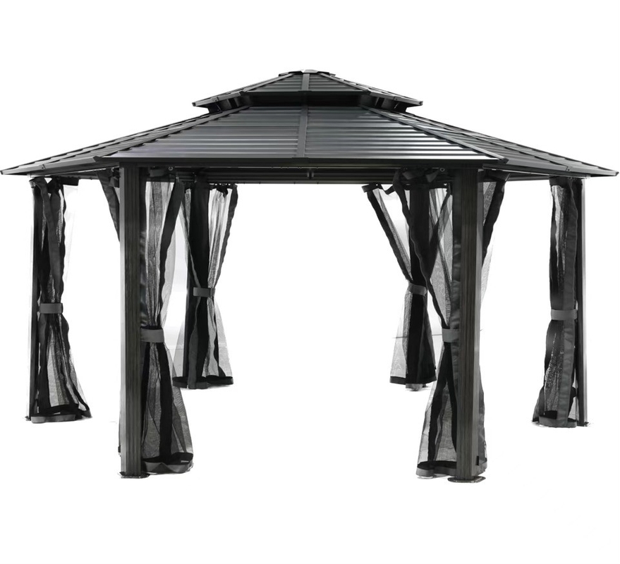 Aluminiumrahmen 4x4x2.8M Hexagonaler Hardtop-Gazebo Ideal für den Außenbereich und einfach einzurichten