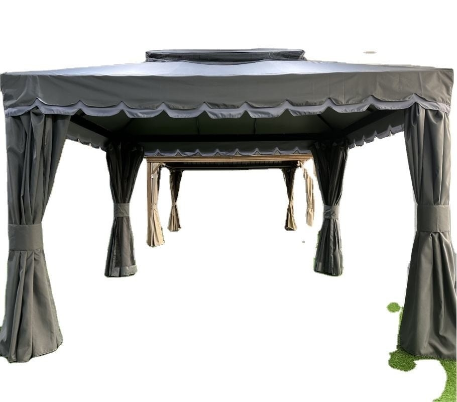 3X4X2.75M PVC und Aluminium Weichdach Gazebo Sonnenschutz für den Garten Doppeltopf